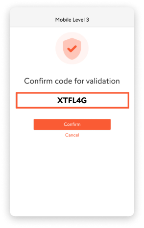 Code confirmation mobile L3